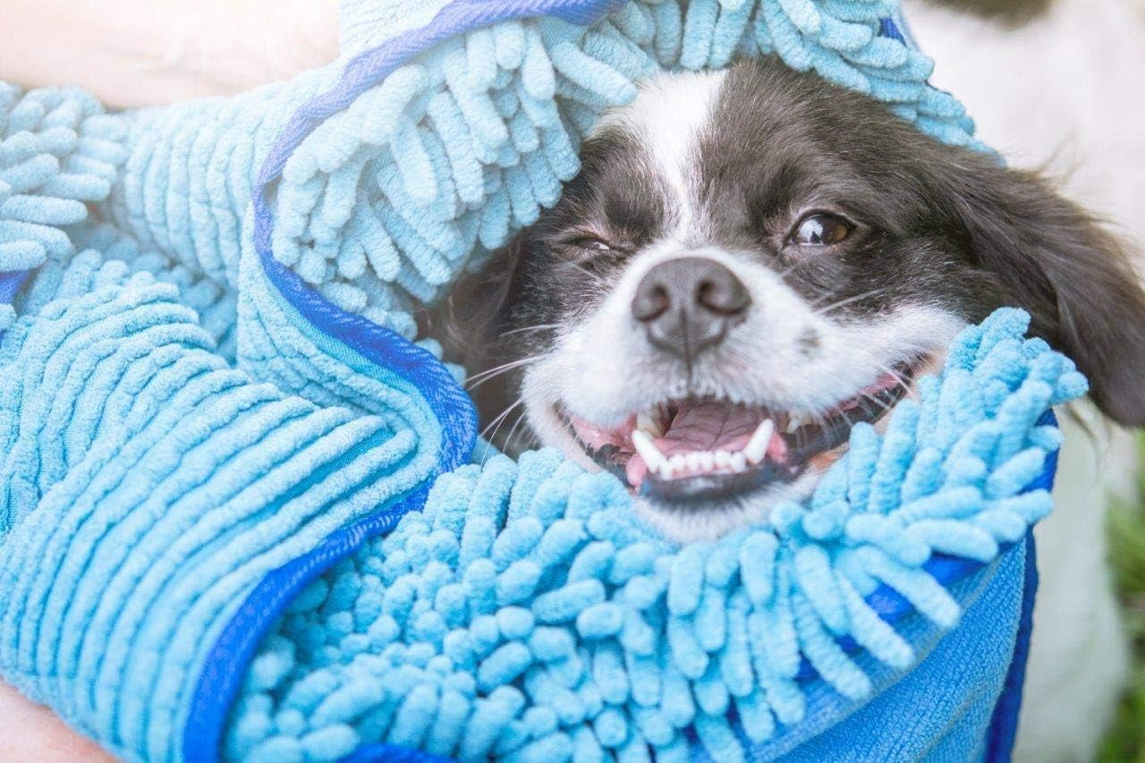 Ultra Absorbent Microfiber Dog Towel - Extra Large 35x15, Comfortable Hand Pockets, Durable and Machine Washable for Indoor and Outdoor Use