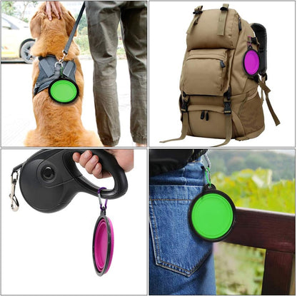 Collapsible Dog Bowls - 2 Pack Portable Pet Feeding and Watering Dishes for Dogs and Cats, Includes 2 Carabiners (Small, Green and Purple)
