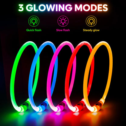 Rechargeable Waterproof LED Dog Collar - Adjustable Light-Up Pet Collar for Small, Medium, and Large Dogs - Green