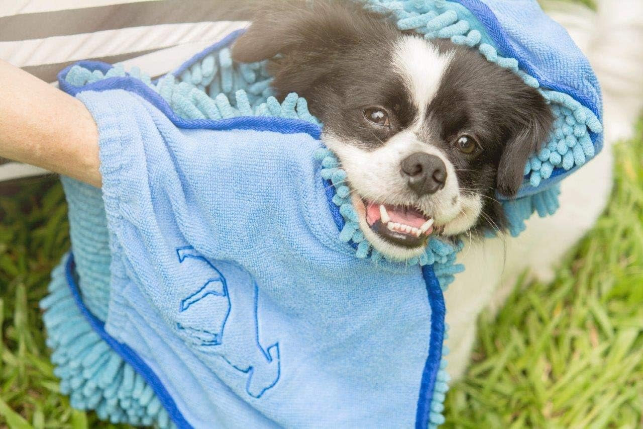 Ultra Absorbent Microfiber Dog Towel - Extra Large 35x15, Comfortable Hand Pockets, Durable and Machine Washable for Indoor and Outdoor Use