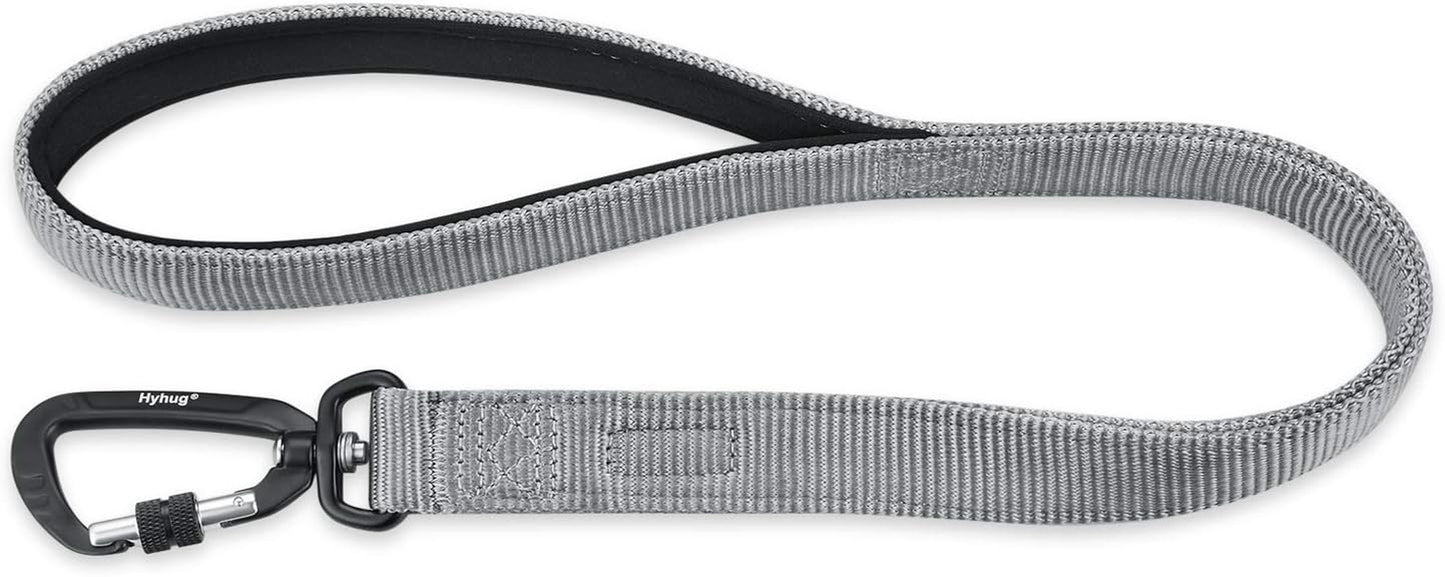 Heavy-Duty 24-Inch Short Dog Leash with Comfortable Handle and Lightweight Aviation Aluminum Clip - Ideal for Daily Walking and Training of Large and Medium Dogs (Slate Gray)