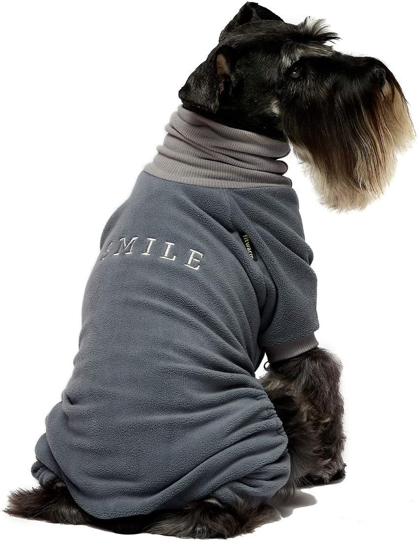 Thermal Fleece Turtleneck Embroidered Dog Pajamas and Cat Jumpsuits in Blue, Small Size