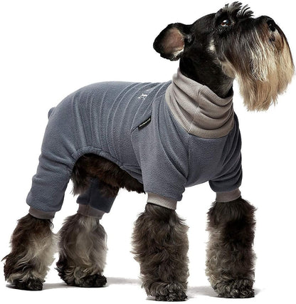 Thermal Fleece Turtleneck Embroidered Dog Pajamas and Cat Jumpsuits in Blue, Small Size