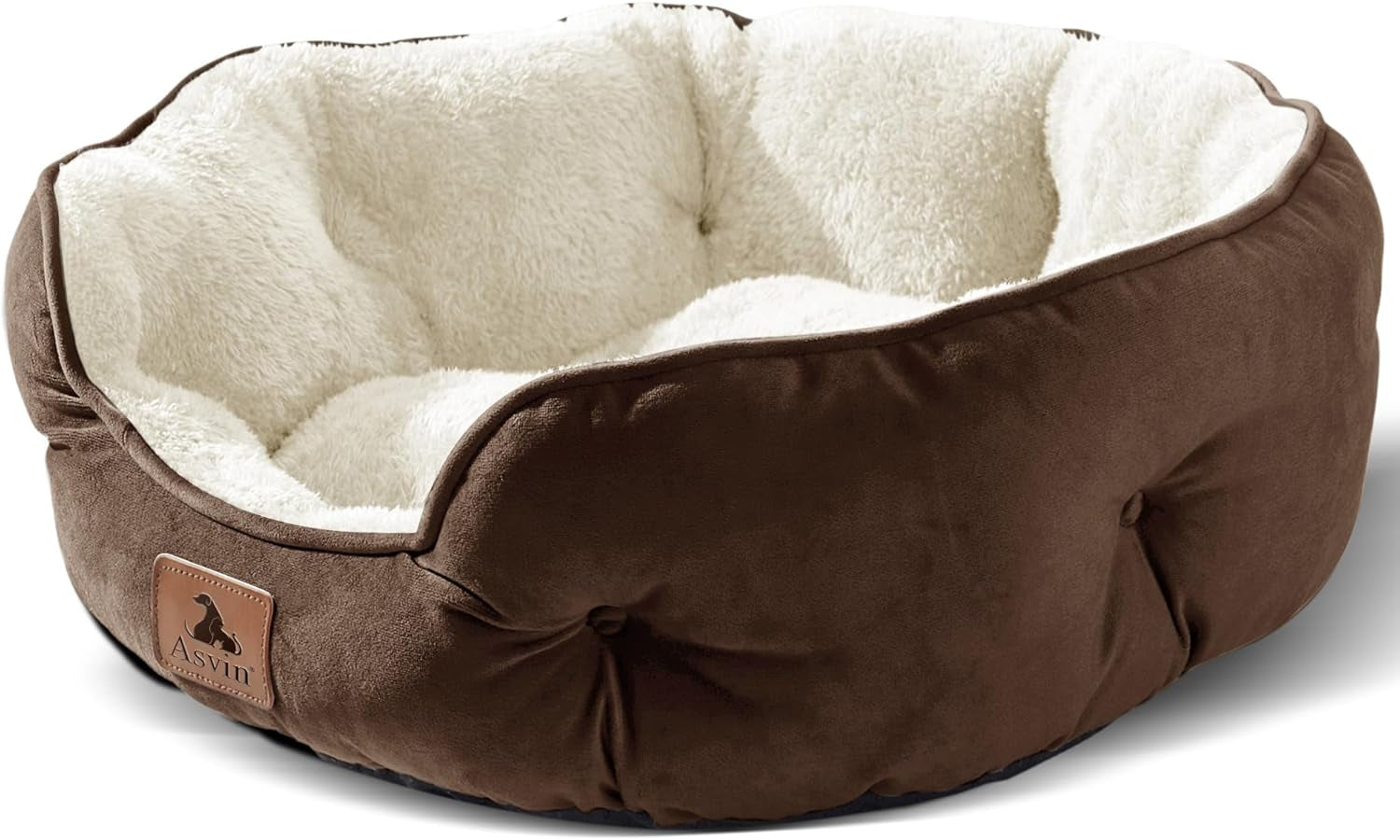 Premium 20-Inch Pet Bed for Small Dogs and Cats, Extra Soft and Machine Washable with Anti-Slip and Water-Resistant Oxford Base, Brown