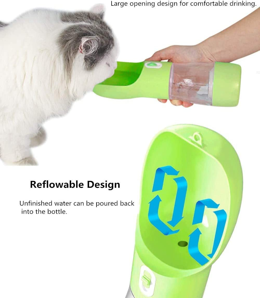Portable Dog Water Bottle - Leak-Proof Dispenser with Integrated Bowl and Food Container, Dishwasher Safe Food-Grade Plastic for Outdoor Activities with Pets