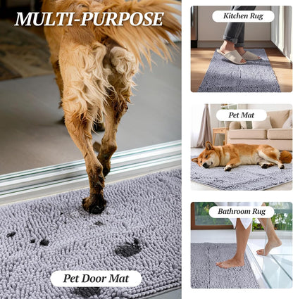 Absorpmax Dog Door Mat - Waterproof and Washable Muddy Paw Rug for Indoor Entryway, 31" x 20", Beige