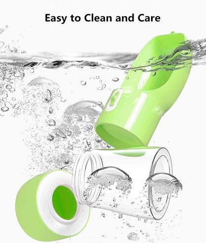 Portable Dog Water Bottle - Leak-Proof Dispenser with Integrated Bowl and Food Container, Dishwasher Safe Food-Grade Plastic for Outdoor Activities with Pets