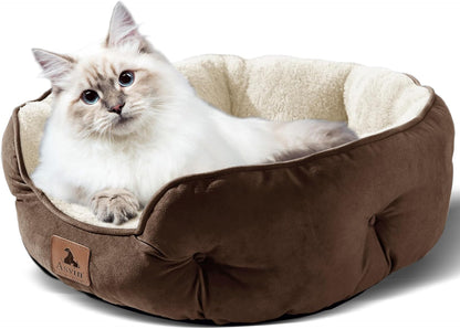 Premium 20-Inch Pet Bed for Small Dogs and Cats, Extra Soft and Machine Washable with Anti-Slip and Water-Resistant Oxford Base, Brown