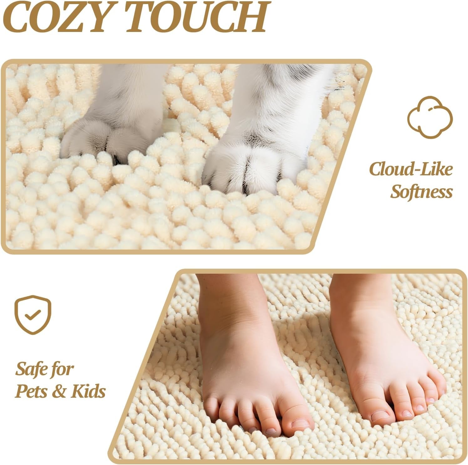 Absorpmax Dog Door Mat - Waterproof and Washable Muddy Paw Rug for Indoor Entryway, 31" x 20", Beige