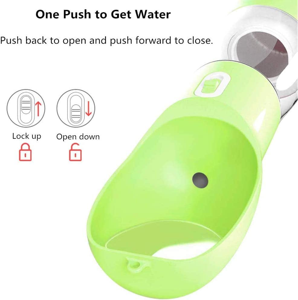 Portable Dog Water Bottle - Leak-Proof Dispenser with Integrated Bowl and Food Container, Dishwasher Safe Food-Grade Plastic for Outdoor Activities with Pets