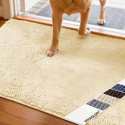 Absorpmax Dog Door Mat - Waterproof and Washable Muddy Paw Rug for Indoor Entryway, 31" x 20", Beige