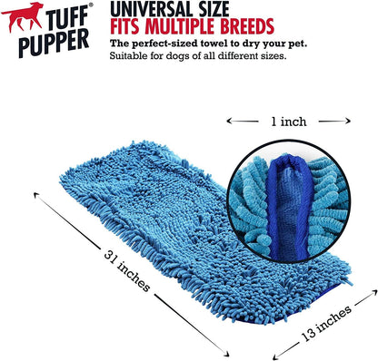 Ultra Absorbent Microfiber Dog Towel - Extra Large 35x15, Comfortable Hand Pockets, Durable and Machine Washable for Indoor and Outdoor Use